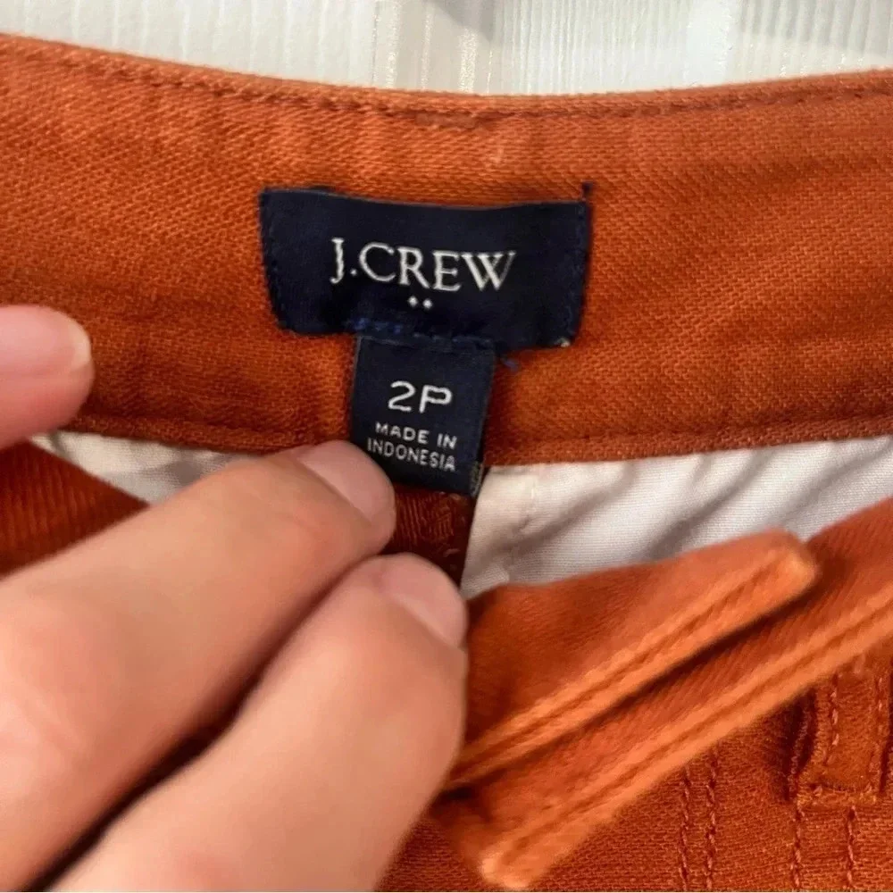 J.Crew High RIse Girlfriend Chino Womens 2P Burnt Orange Cropped Straight Leg